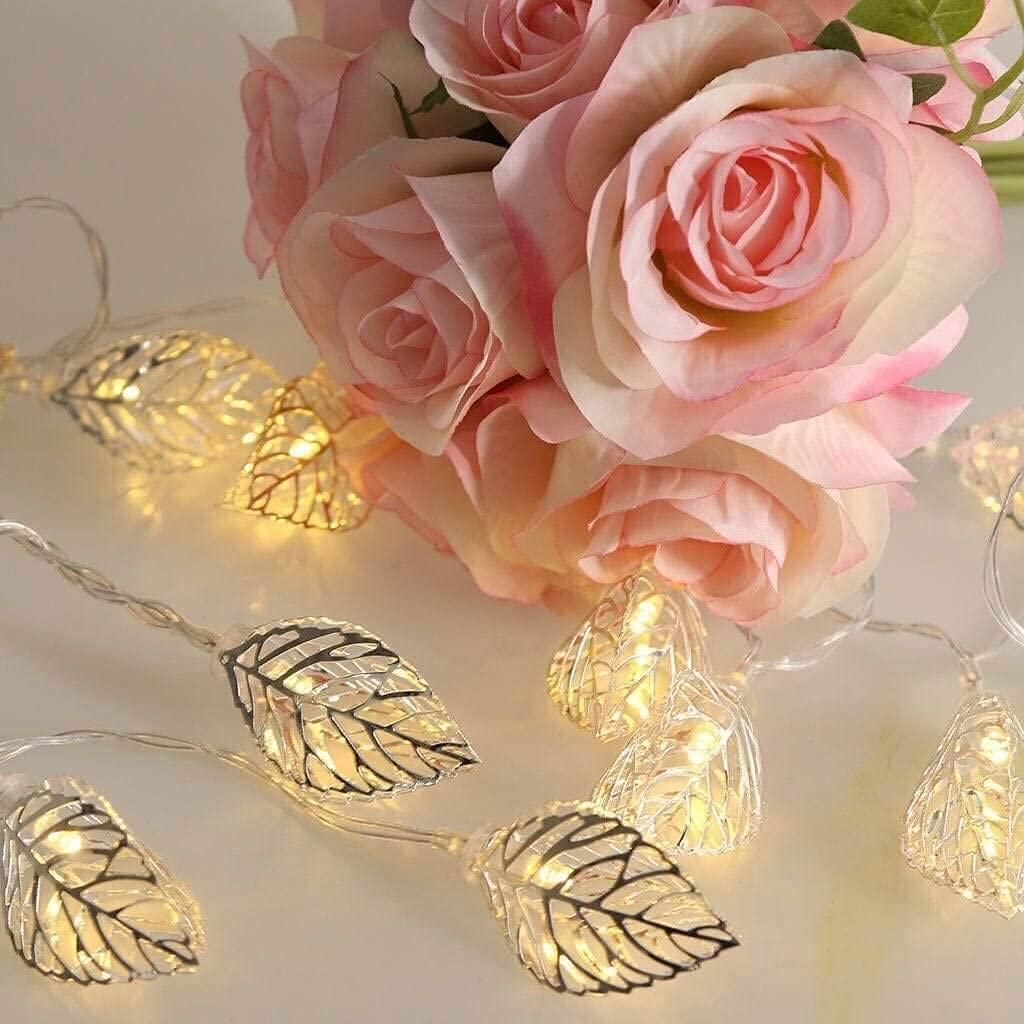 Metal Tree Leaf Shape Decorative LED Fairy String Starry Lights 14 2D Leaf