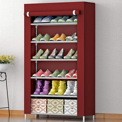 Shoe Rack Stand- 6 Layer Steel Tube And Plastic Dustproof - 6 Shelves