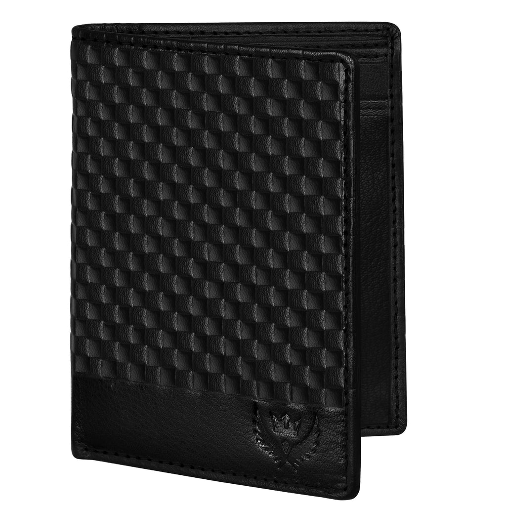 Lorenz Black Textured Men's Genuine Leather RFID Blocking Large Capacity Wallet