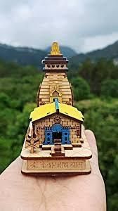 Hand Crafted Kedarnath Temple Wood Statue (4 Inch)