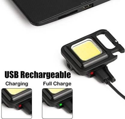 Mini LED COB Flashlight Keychain Light 500 Lumen Rechargeable Flashlights 4 Light Modes Portable Pocket