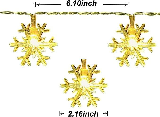 Christmas Snowflake Light Battery Powered Waterproof 14 LED 3M Garden Fairy Lights for Christmas Festival Home Party Decorations