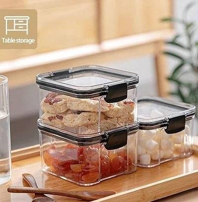 Air Tight Unbreakable Big Size 400 ml Square Shape Kitchen Storage Container - Set of 4