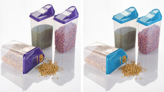 Plastic Transparent Easy Flow Storage Container Set for Kitchen - 6 Pcs 750ml
