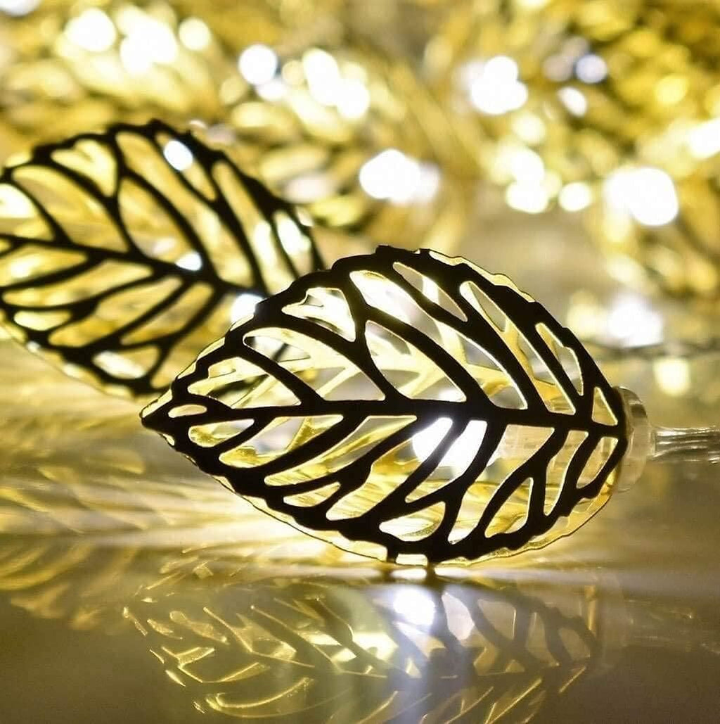 Metal Tree Leaf Shape Decorative LED Fairy String Starry Lights 14 2D Leaf