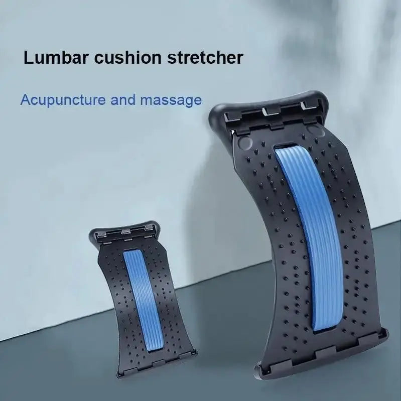 a pair of blue Back Pain support attached to a wall.