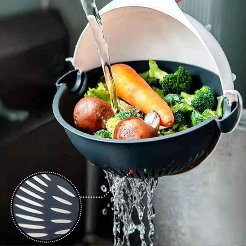 Multifunctional Vegetable Slicer: Cut, Wash, and Drain with Ease with Drain Basket