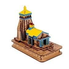 Hand Crafted Kedarnath Temple Wood Statue (4 Inch)