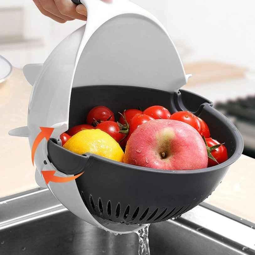 Multifunctional Vegetable Slicer: Cut, Wash, and Drain with Ease with Drain Basket