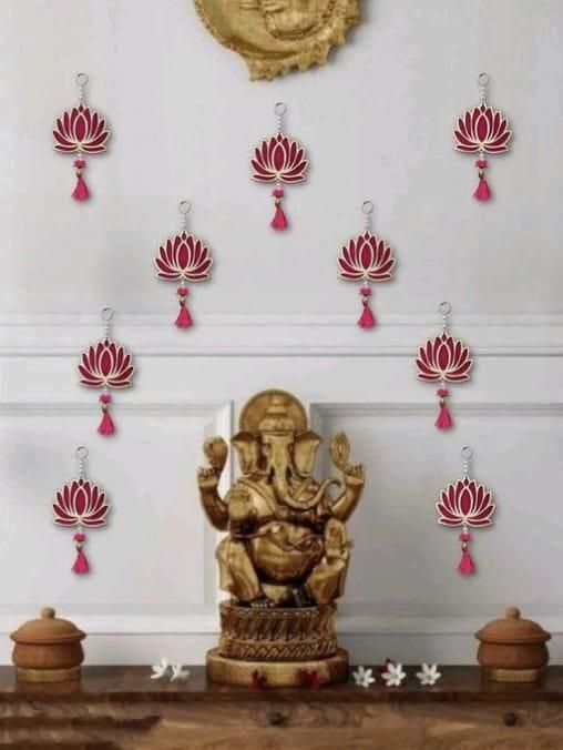 Lotus Hanging 10 Pcs MDF Floral Wall Hangings For Decor