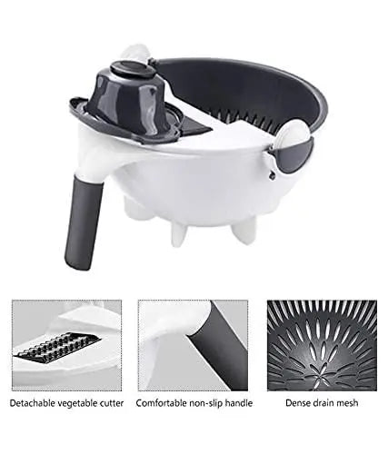 Multifunctional Vegetable Slicer: Cut, Wash, and Drain with Ease with Drain Basket