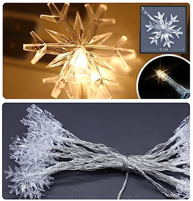 Christmas Snowflake Light Battery Powered Waterproof 14 LED 3M Garden Fairy Lights for Christmas Festival Home Party Decorations