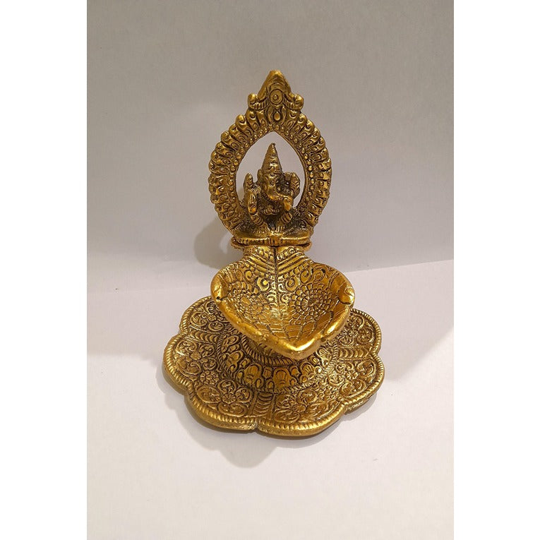 Oxide Metal Decorative Ganesh Ji Showpiece with Oil Lamp Diya Buy 1 Get 1 Free!