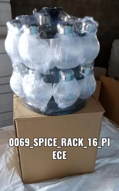 Revolving Spice Rack Masala Rack Spice Box - 16 Pcs Set